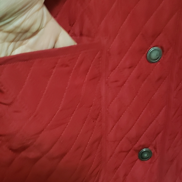 London Fog Red/Gray Quilted Reversible Chore Coat Women's Medium - Picture 6 of 12